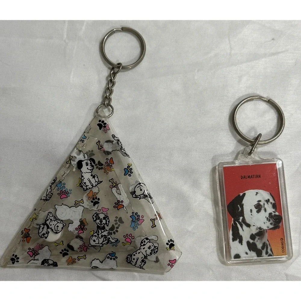 Lot of 2 Dalmatian‎ Dog Acrylic 2 Sided Keychain and Change Purse Keychain
